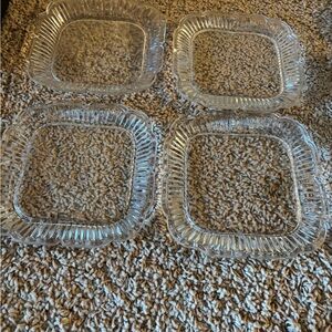 Elegant Clear Glass Square Plates Set